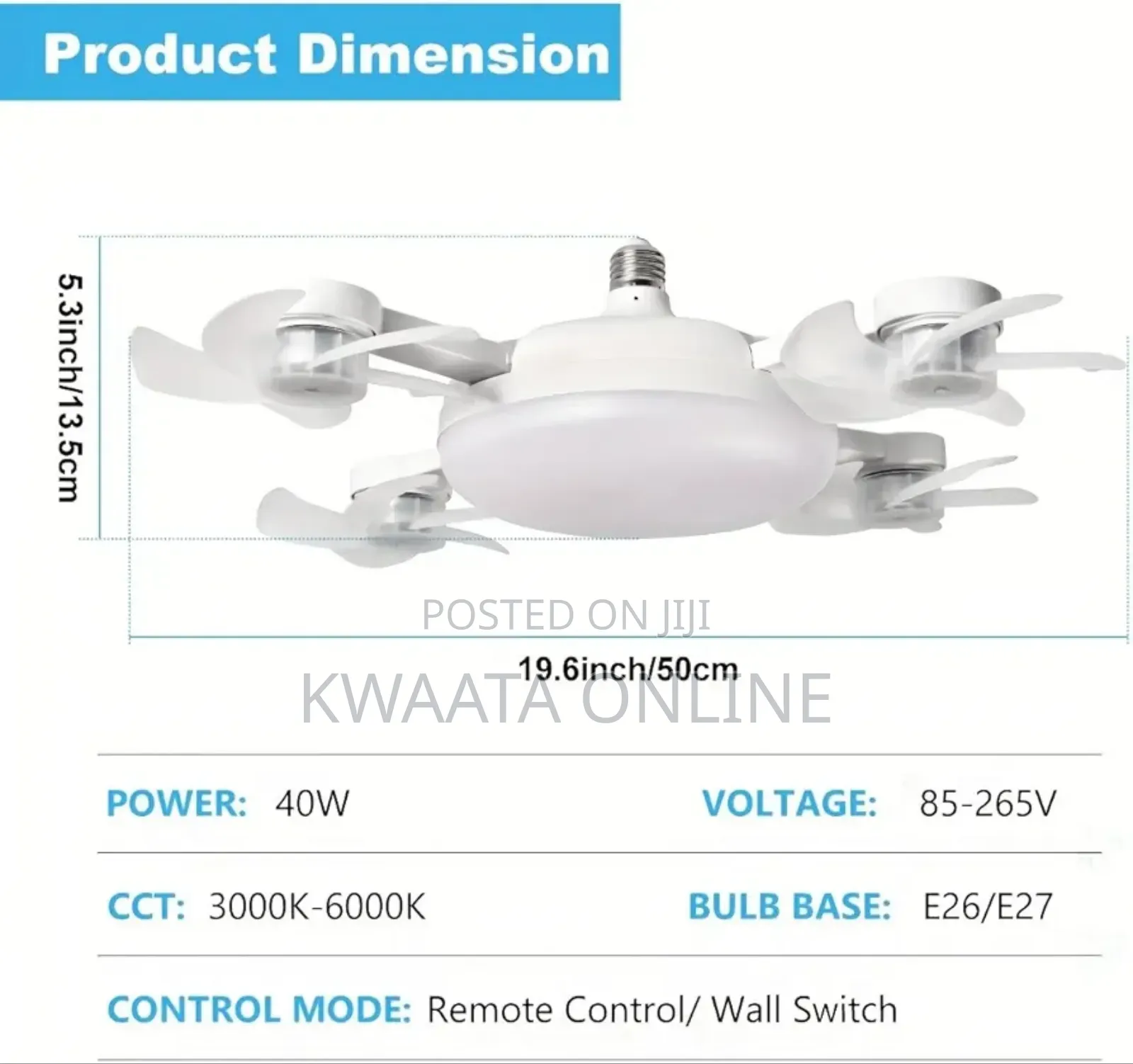 2 In 1 Drone Light Fan, 3 Colors Hanging Fans With Led Lights,(4 Head)