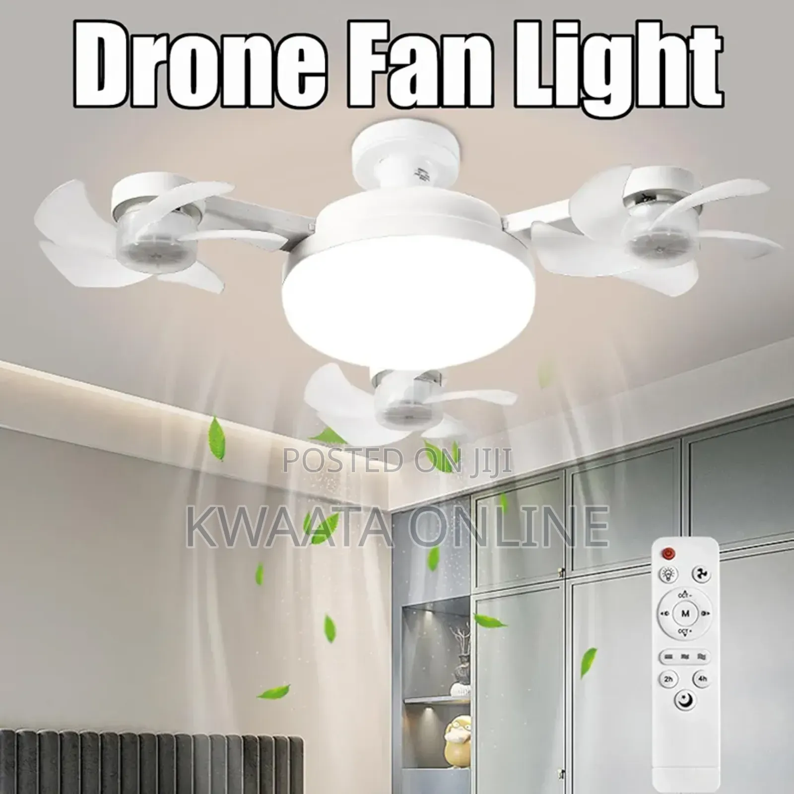 2 In 1 Drone Light Fan, 3 Colors Hanging Fans With Led Lights,(4 Head)