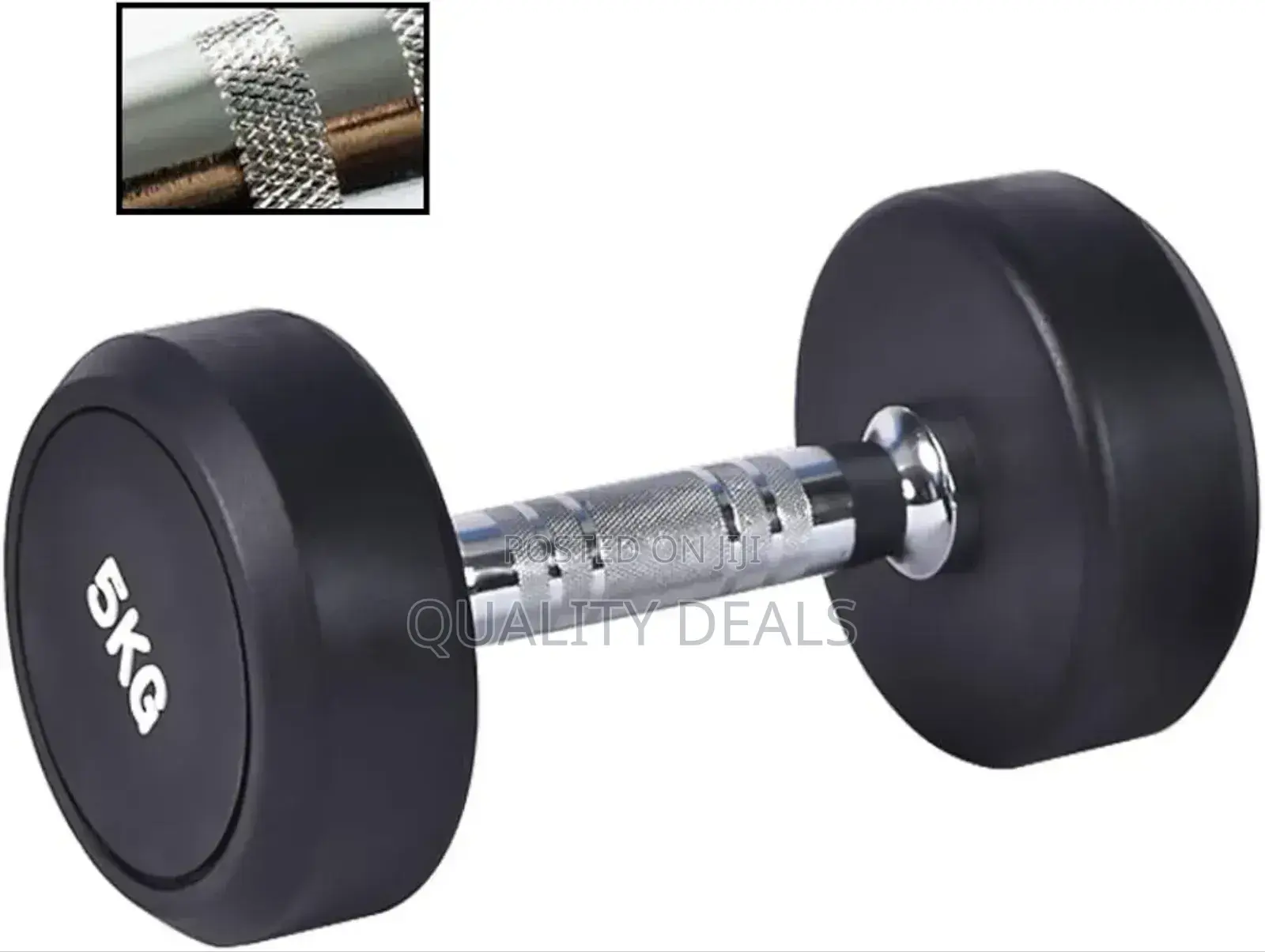 1pc 5kg Round Rubber Coated Dumbbell