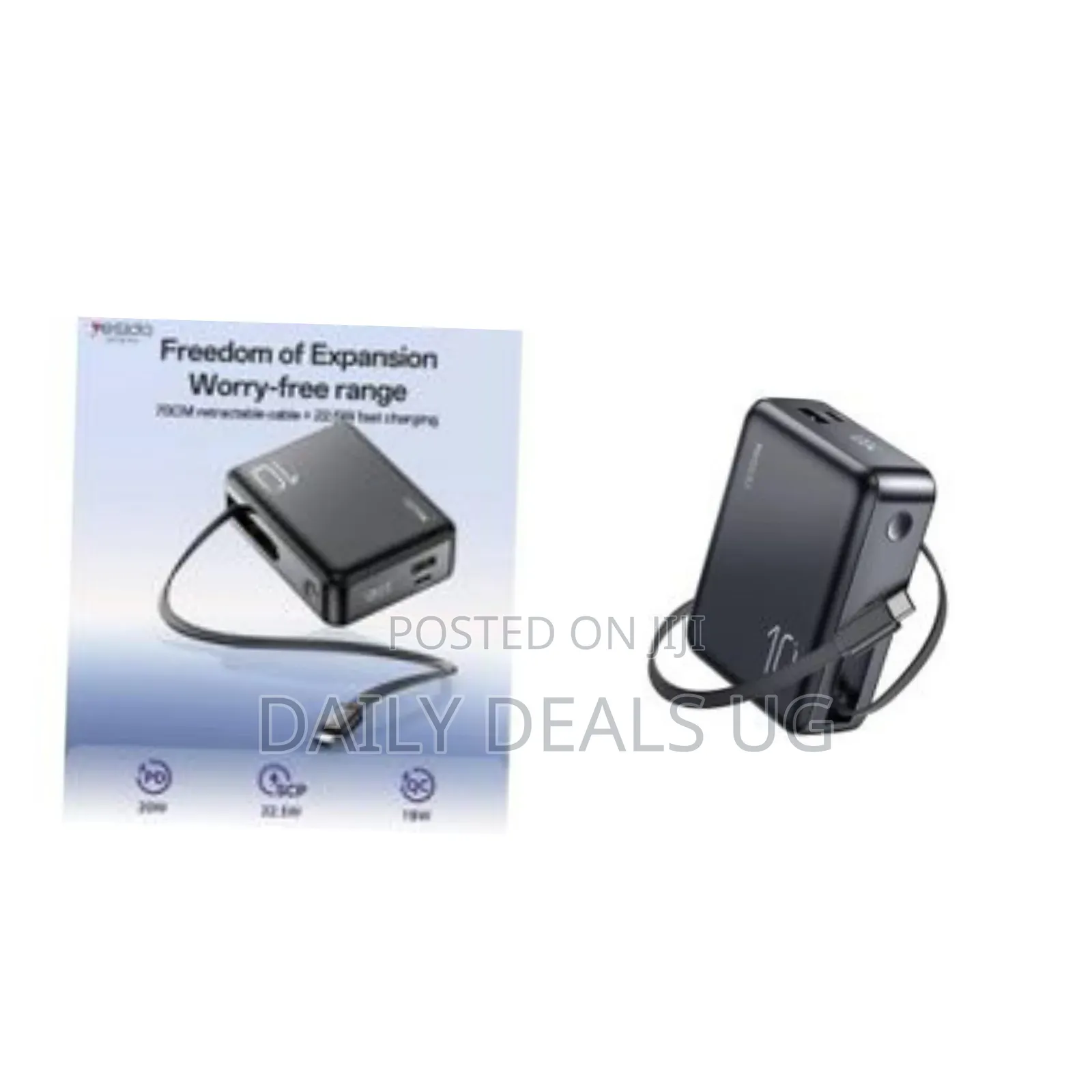 Yesido Yp70 10000mah Power Bank Portable Charger With 70cm