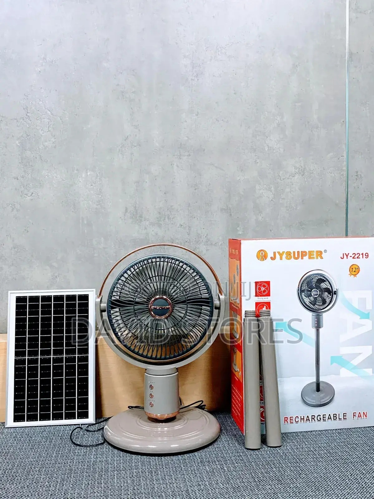 Jysuper Jy-2219 Rechargeable Stand Fan Powerful, Long-Lasting Battery