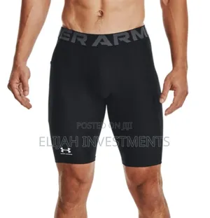 Men's Under Armour Heatgear Long Compression Short in Black.