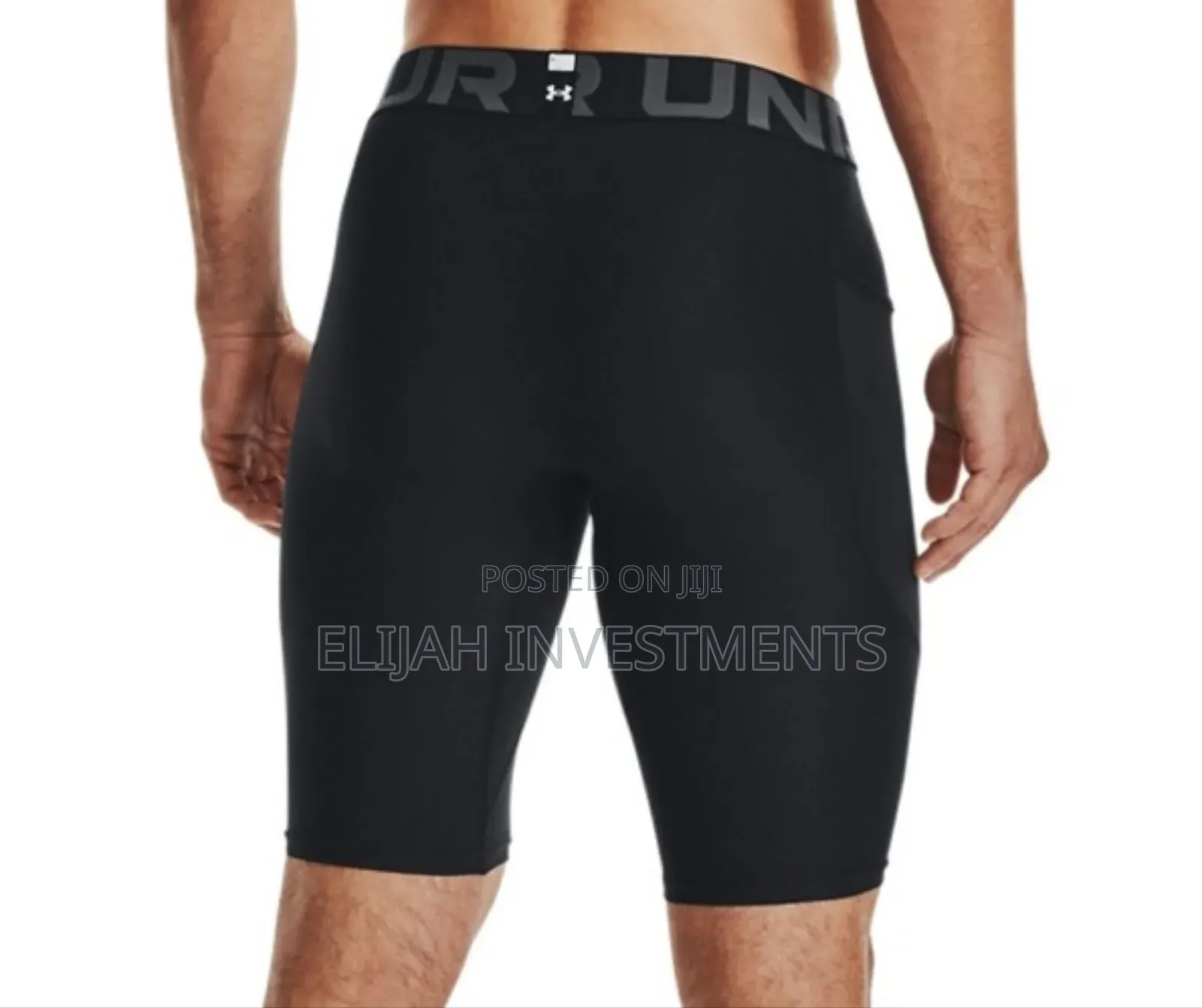 Men's Under Armour Heatgear Long Compression Short in Black.