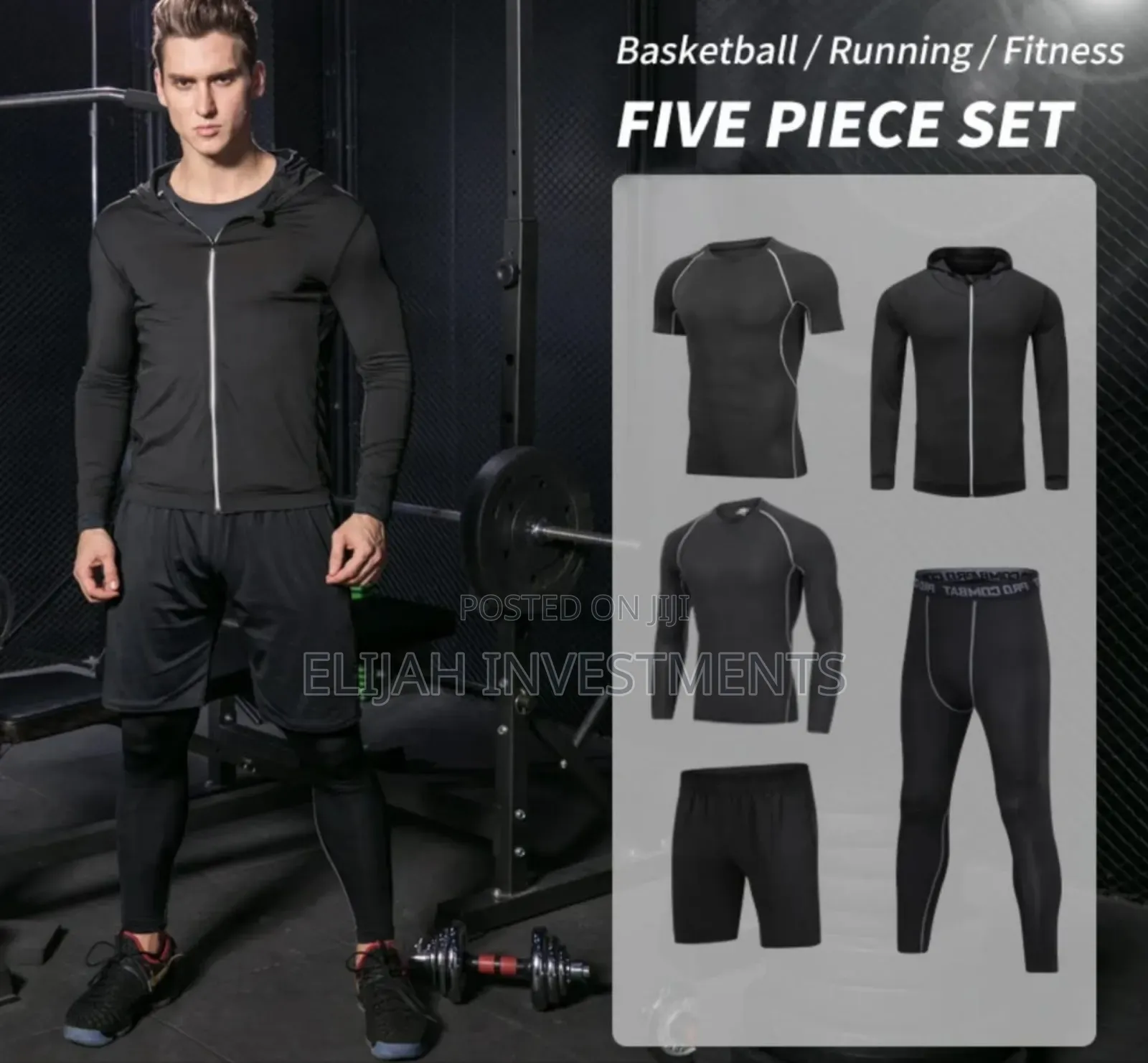 Men's 5-piece Compression Athletic Wear Set