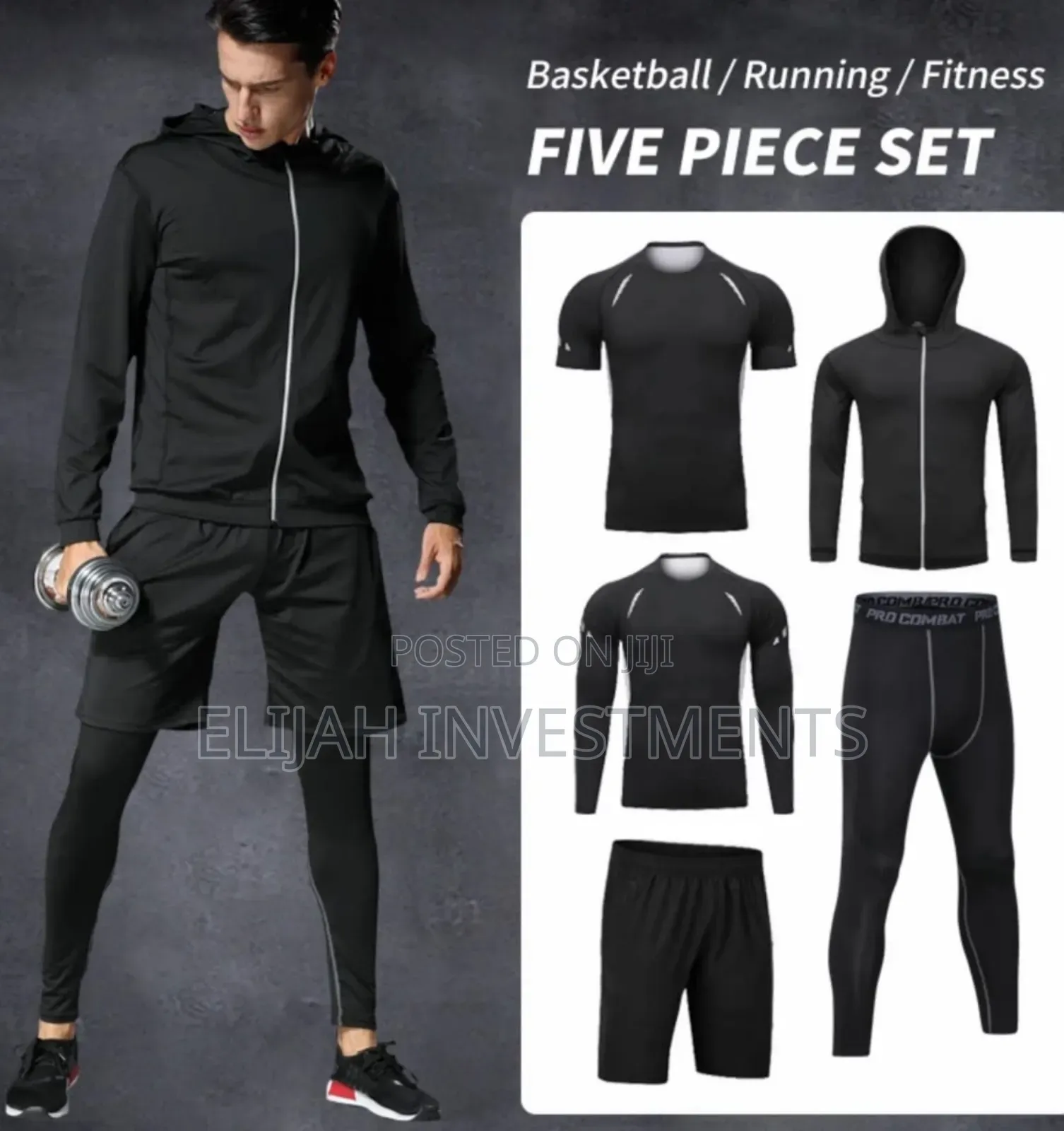 Men's 5-piece Compression Athletic Wear Set