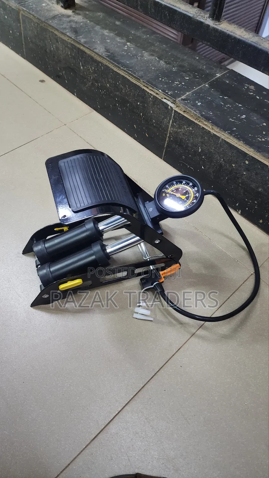 Double Barrel Cylinder Tyre Inflator Foot Pump With Pressure