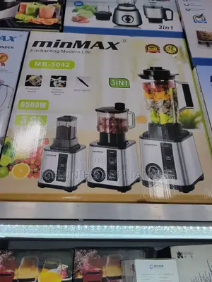Minmax Mb-5042 3-in-1 Blender Food Processor – 9500w, Stainless Stee