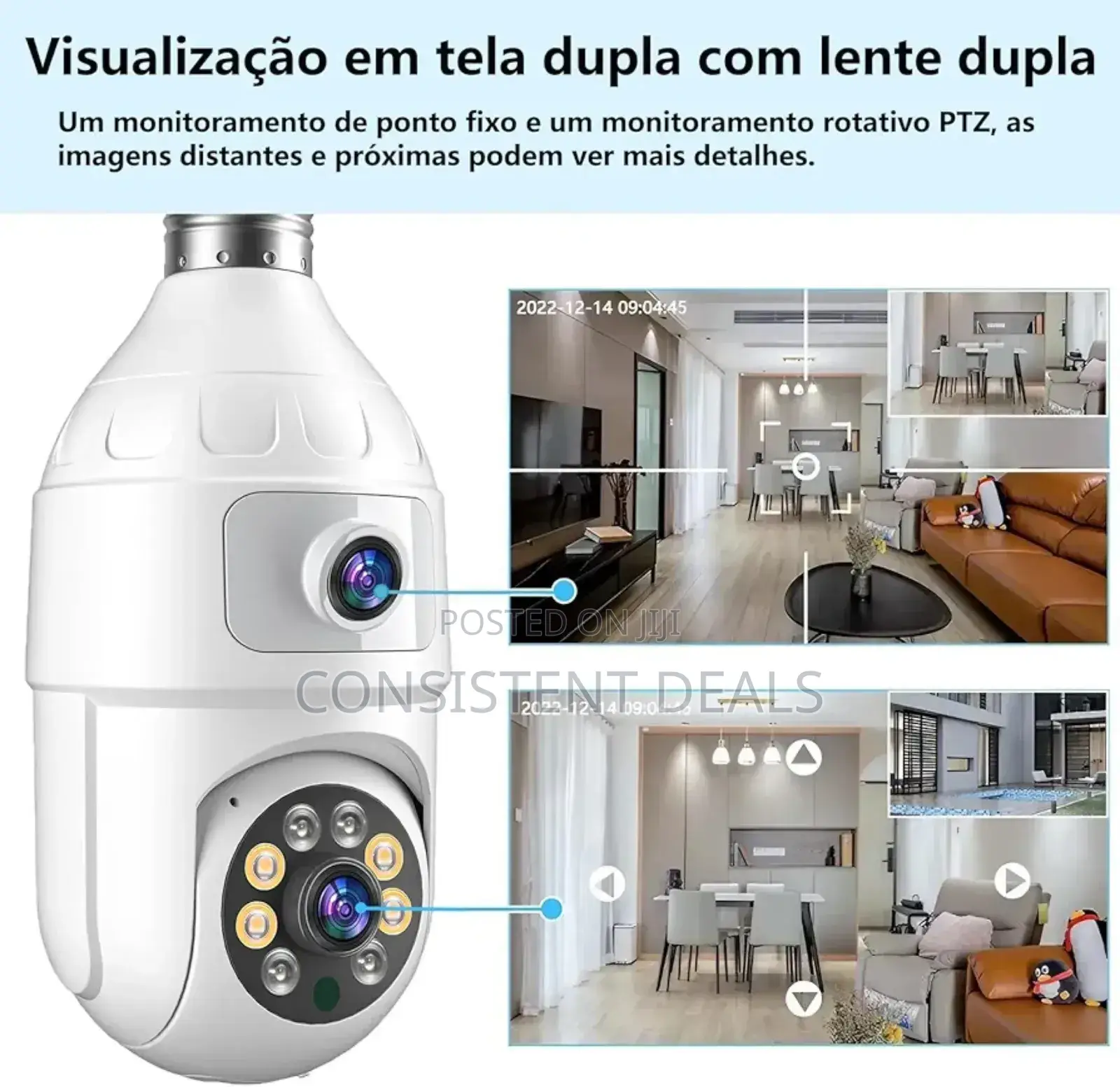 Light Bulb Security Camera Wireless Outdoor Indoor,360° Wifi Dual Lens