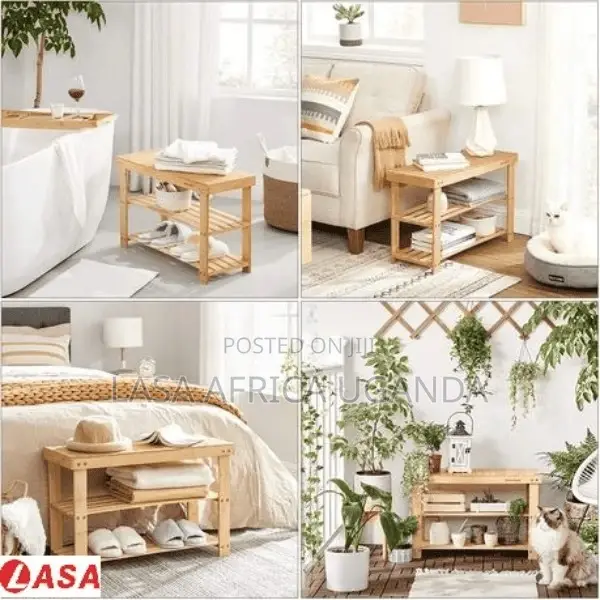 3-Tier Bamboo Shoe Bench · Sit + Store Shoes