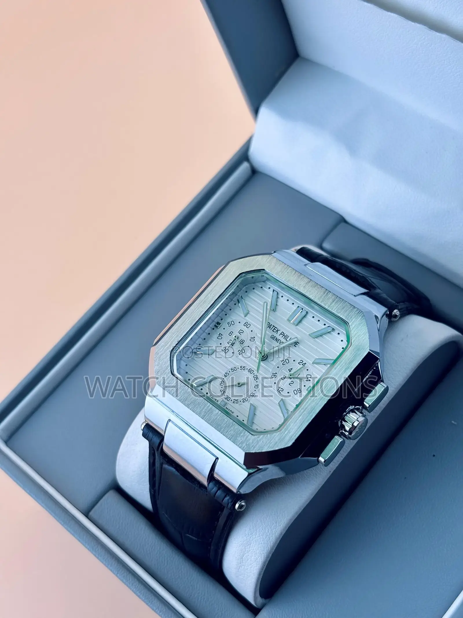 Square Patek Phillipe Watch With Leather Straps