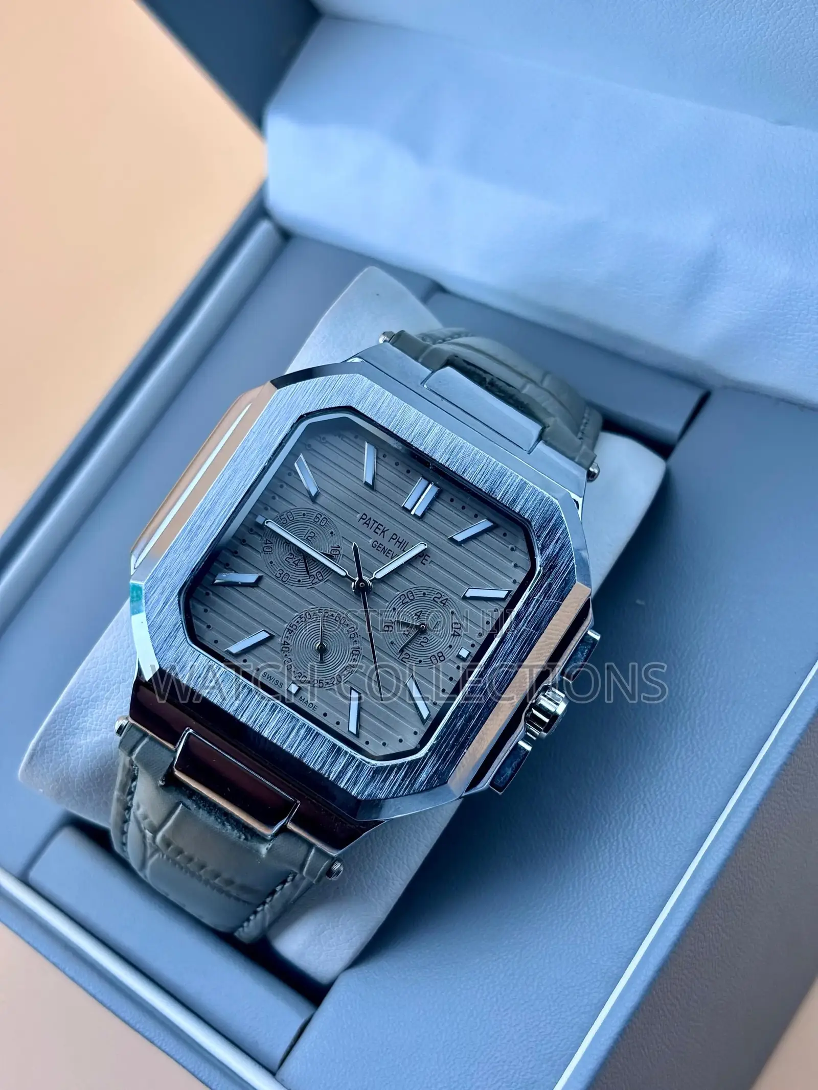 Square Patek Phillipe Watch With Leather Straps