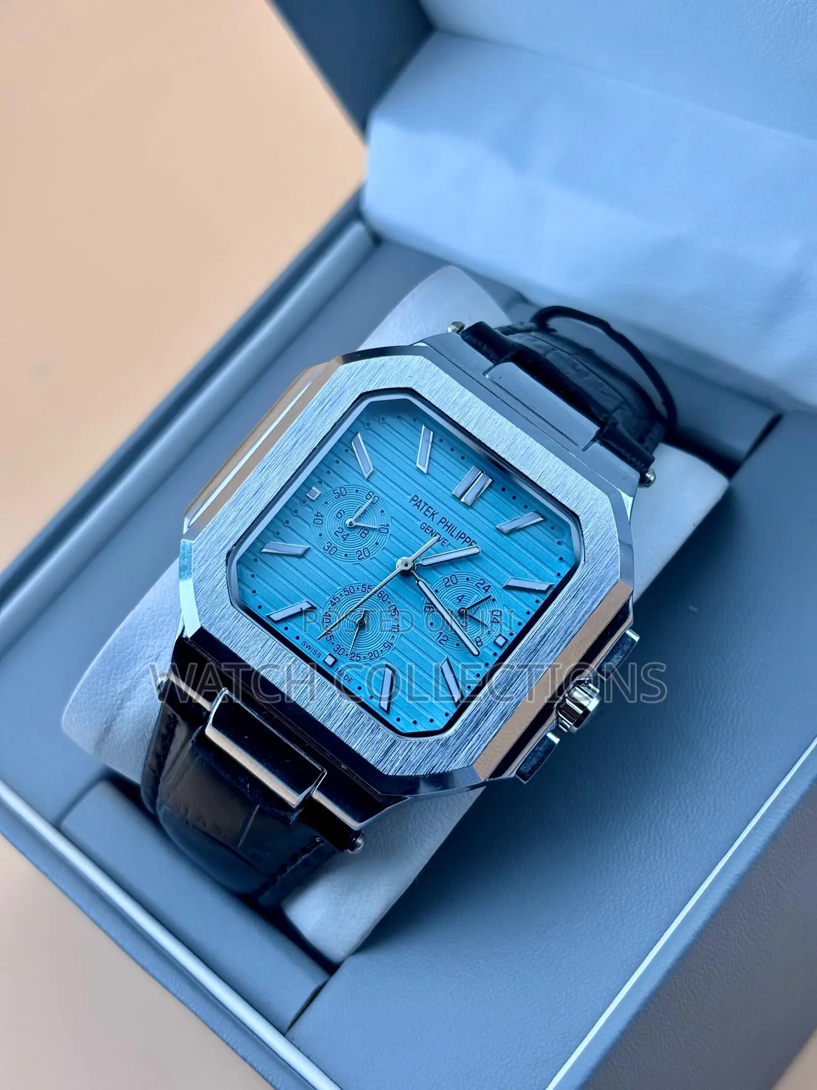 Square Patek Phillipe Watch With Leather Straps