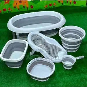 6pcs Foldable Baby Bath Set WTH Bath Seat,Basin,Main Tub,Rinse Cup,Jug