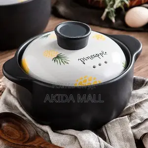4.8litres Ceramic Round Black Dish Casserole/Clay Pot/Earthen Pot