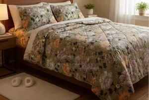 4pcs 5x6 Duvet With Bedsheet 2 Pillowcases- Multi Prints Vary