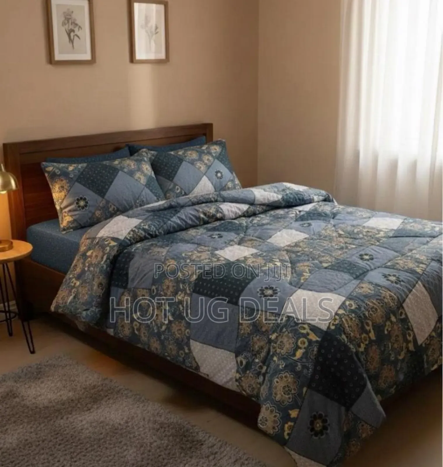 4pcs 5x6 Duvet With Bedsheet 2 Pillowcases- Multi Prints Vary