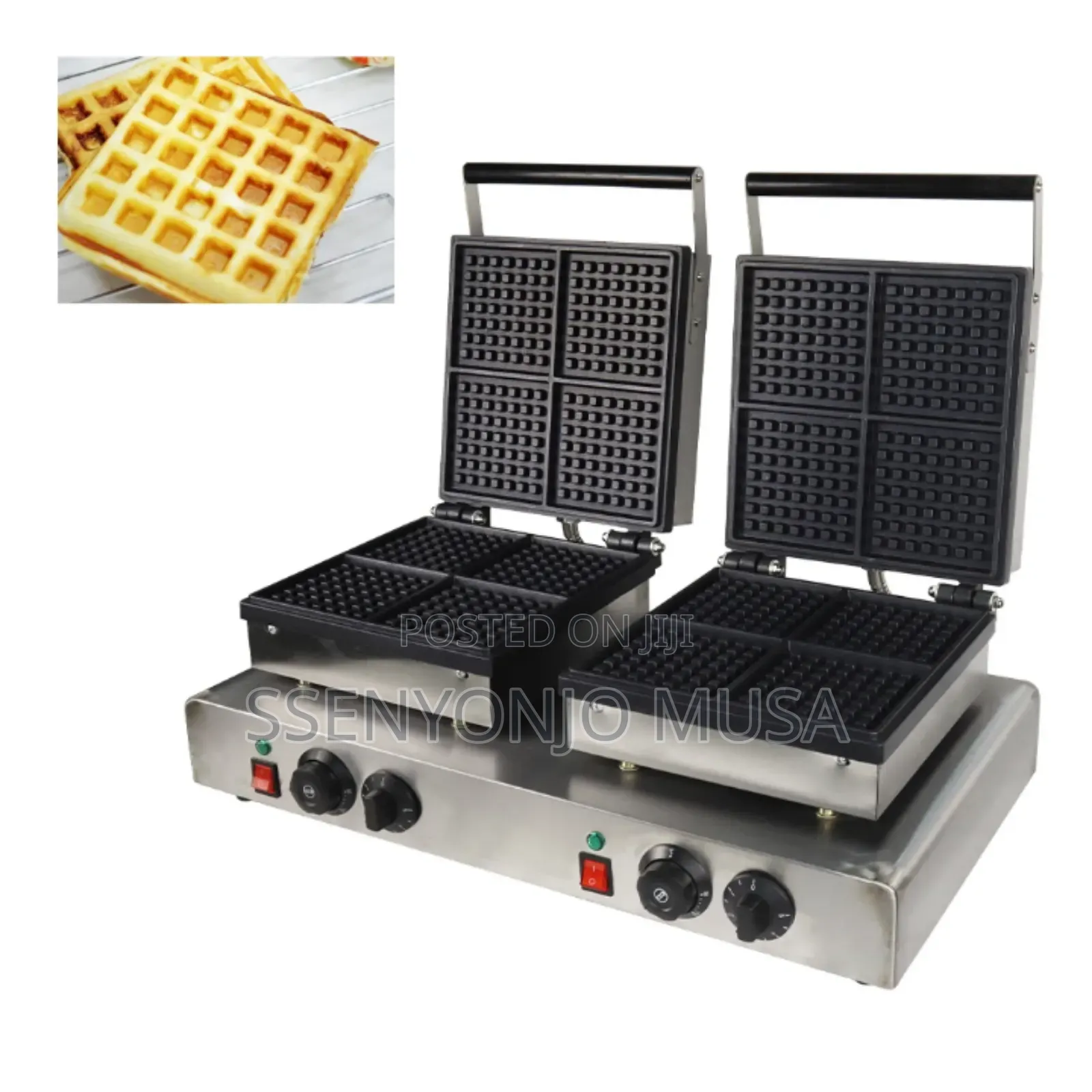 Commercial Double Waffle Maker – 3.2kw Powerful Non-Stick Dual Plates