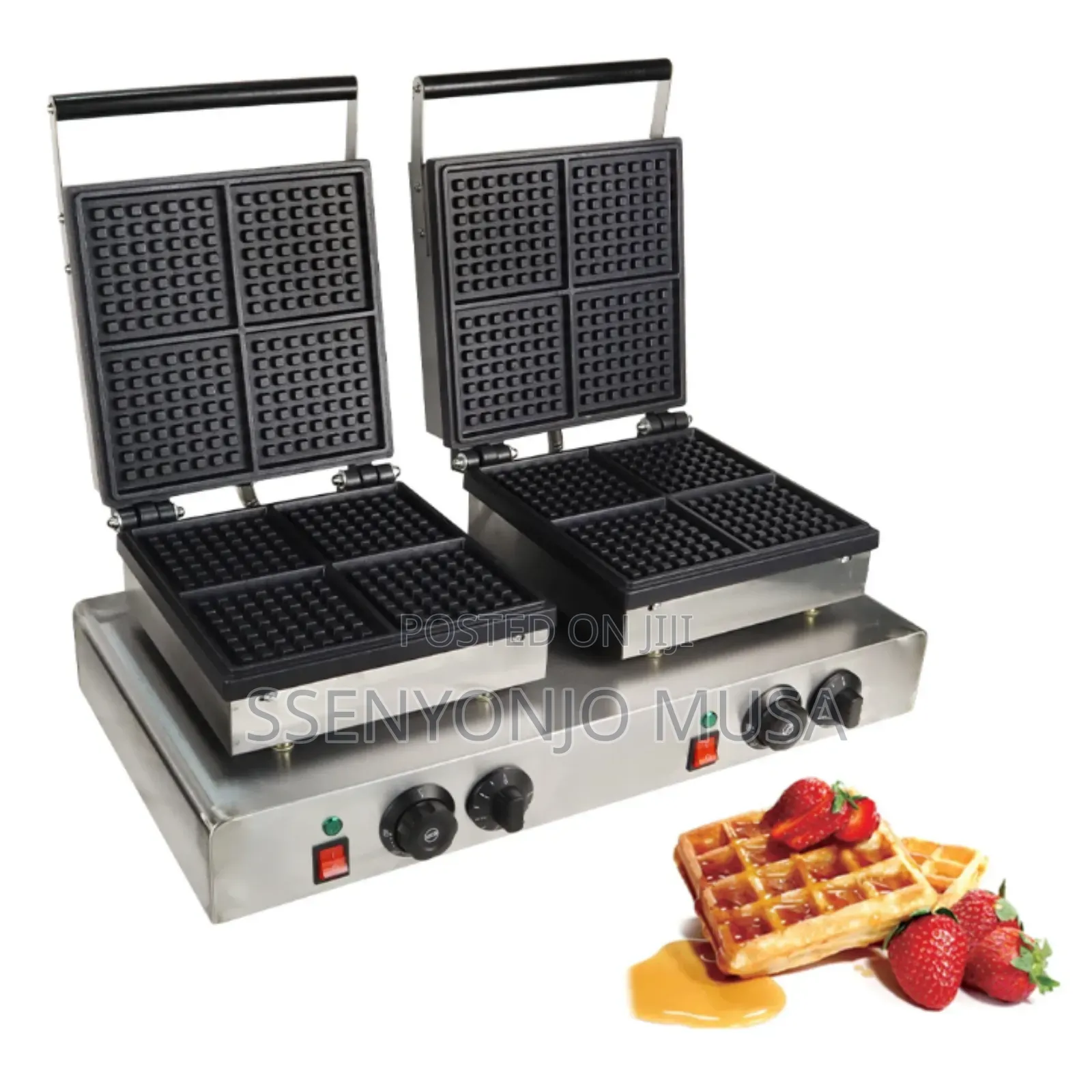 Commercial Double Waffle Maker – 3.2kw Powerful Non-Stick Dual Plates