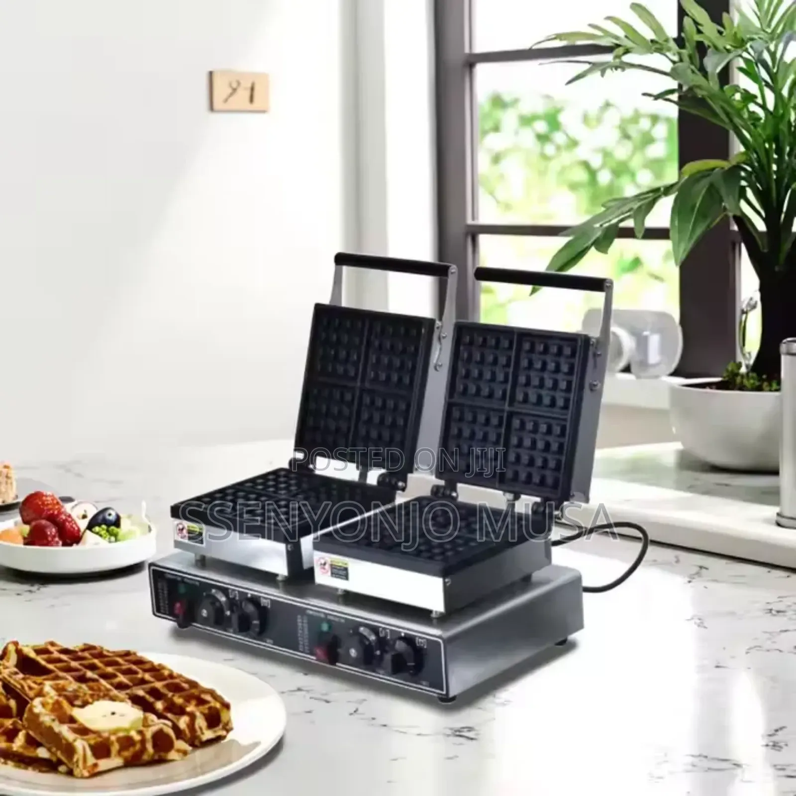 Commercial Double Waffle Maker – 3.2kw Powerful Non-Stick Dual Plates