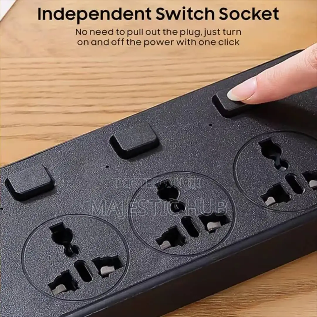 Smart Power Socket – 3 Ac Outlets, 3 Usb 1 Type-C Port With 2m