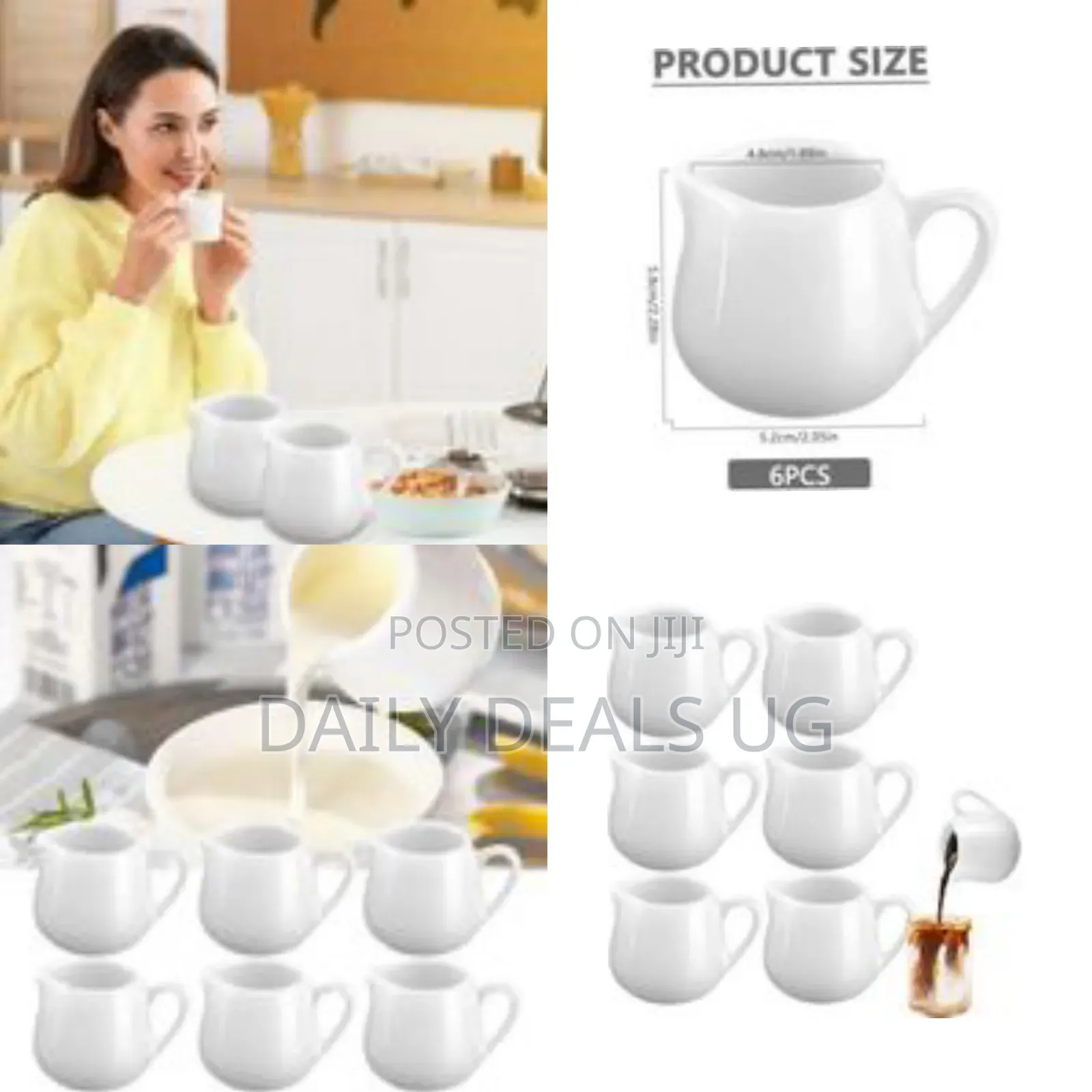 Ceramic Milk Jug Small 6 Pcs, 110ml Gravy Jug With Handle