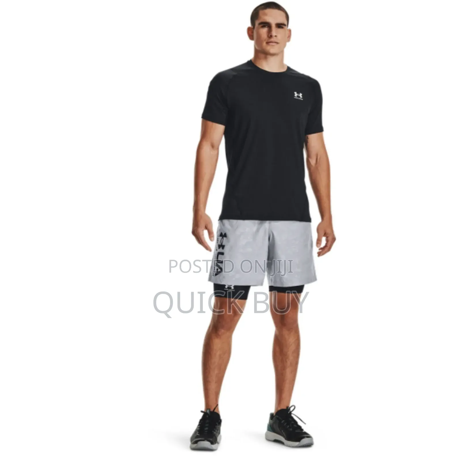 Men's Under Armour Heatgear Long Compression Short in Black.