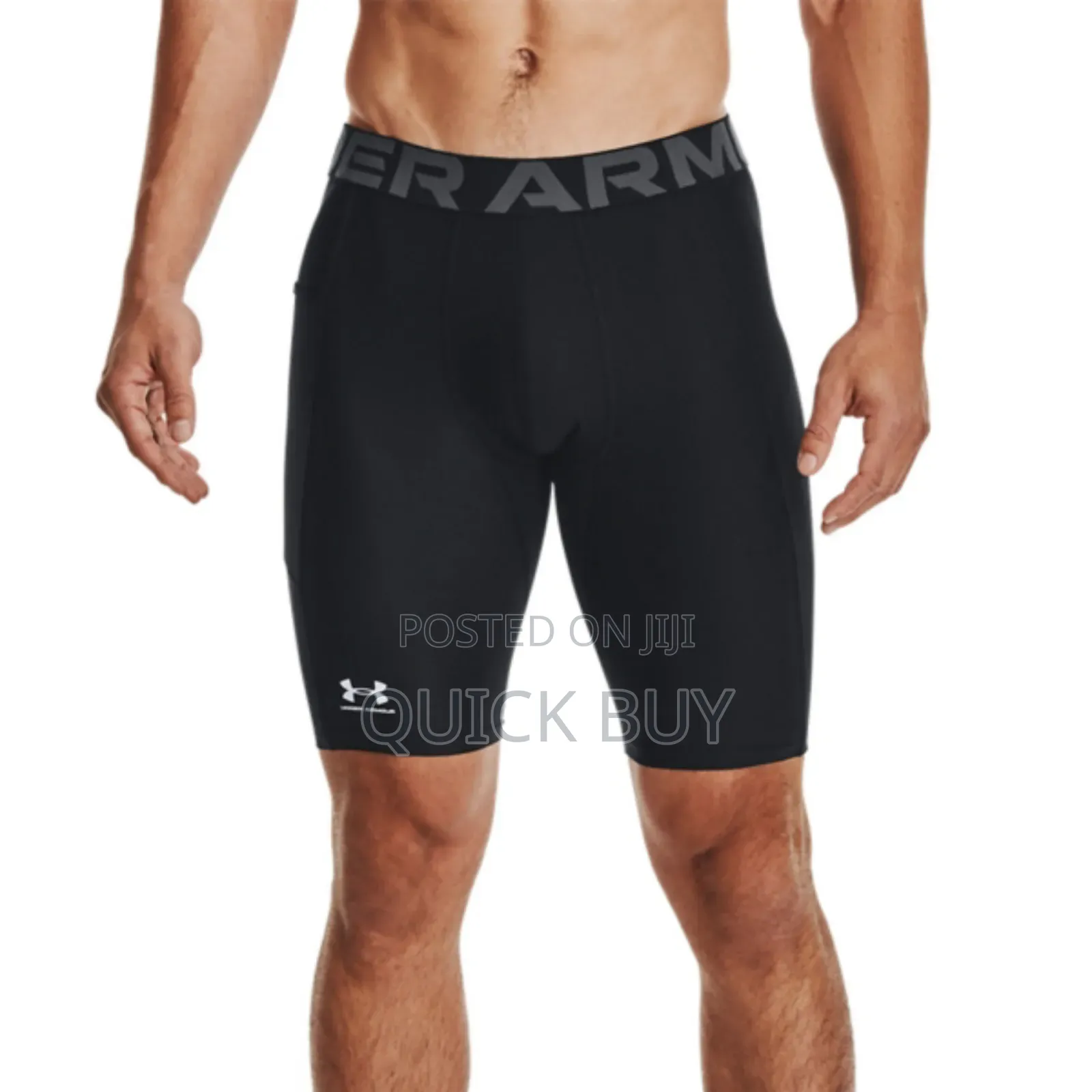 Men's Under Armour Heatgear Long Compression Short in Black.