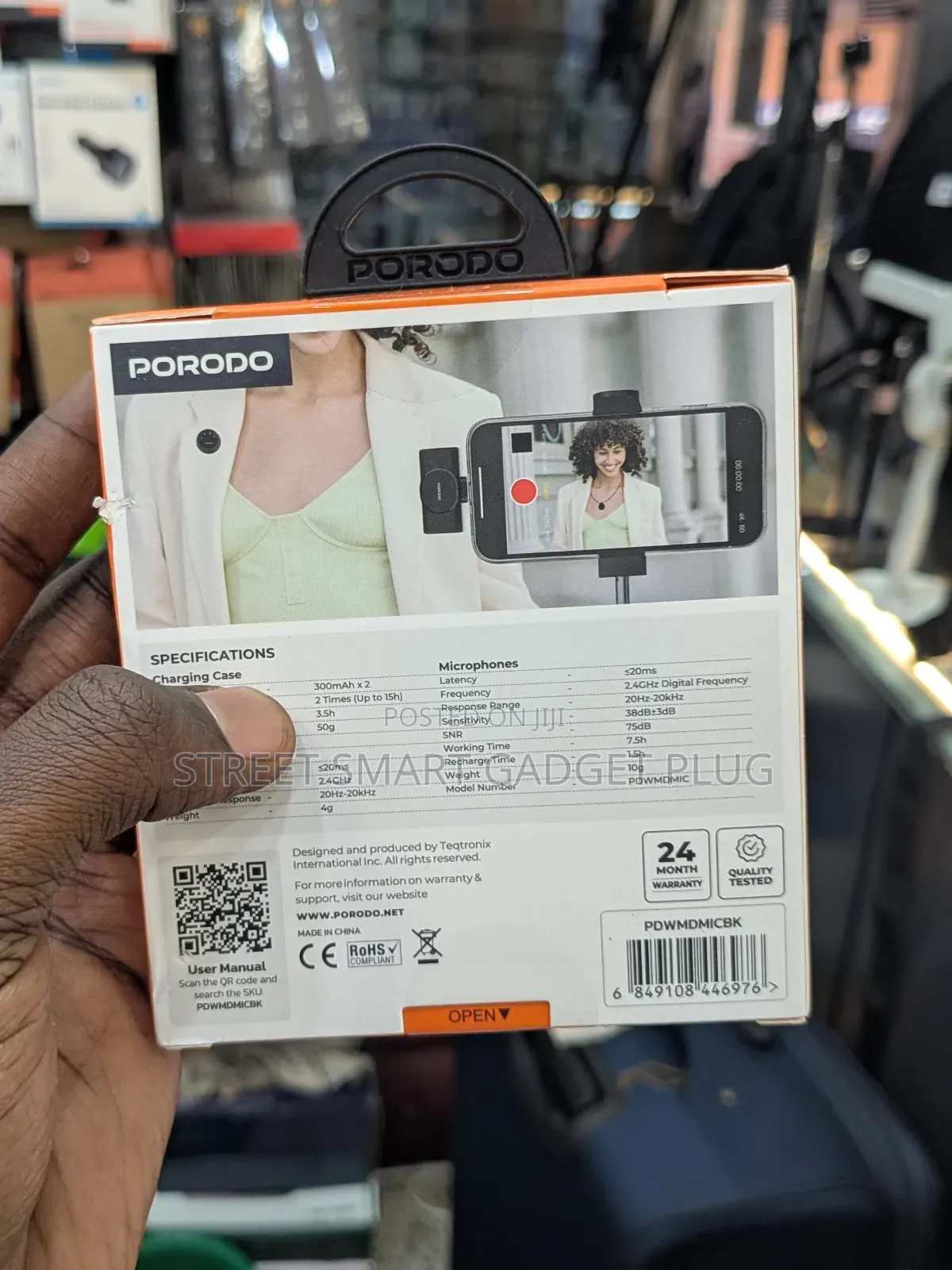Porodo Wireless Lavalier Magnetic Wireless Microphone