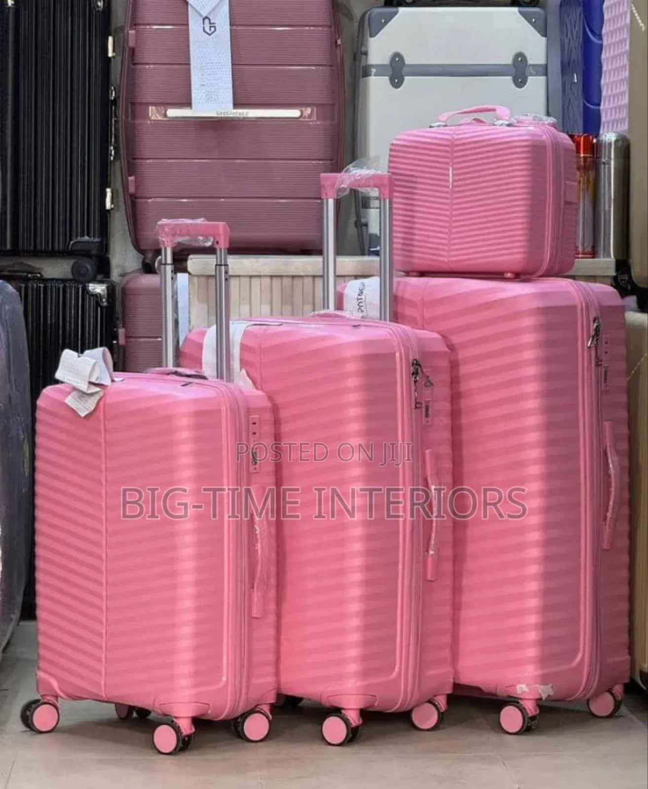 4pcs Pink Rubber Suitcase Sets