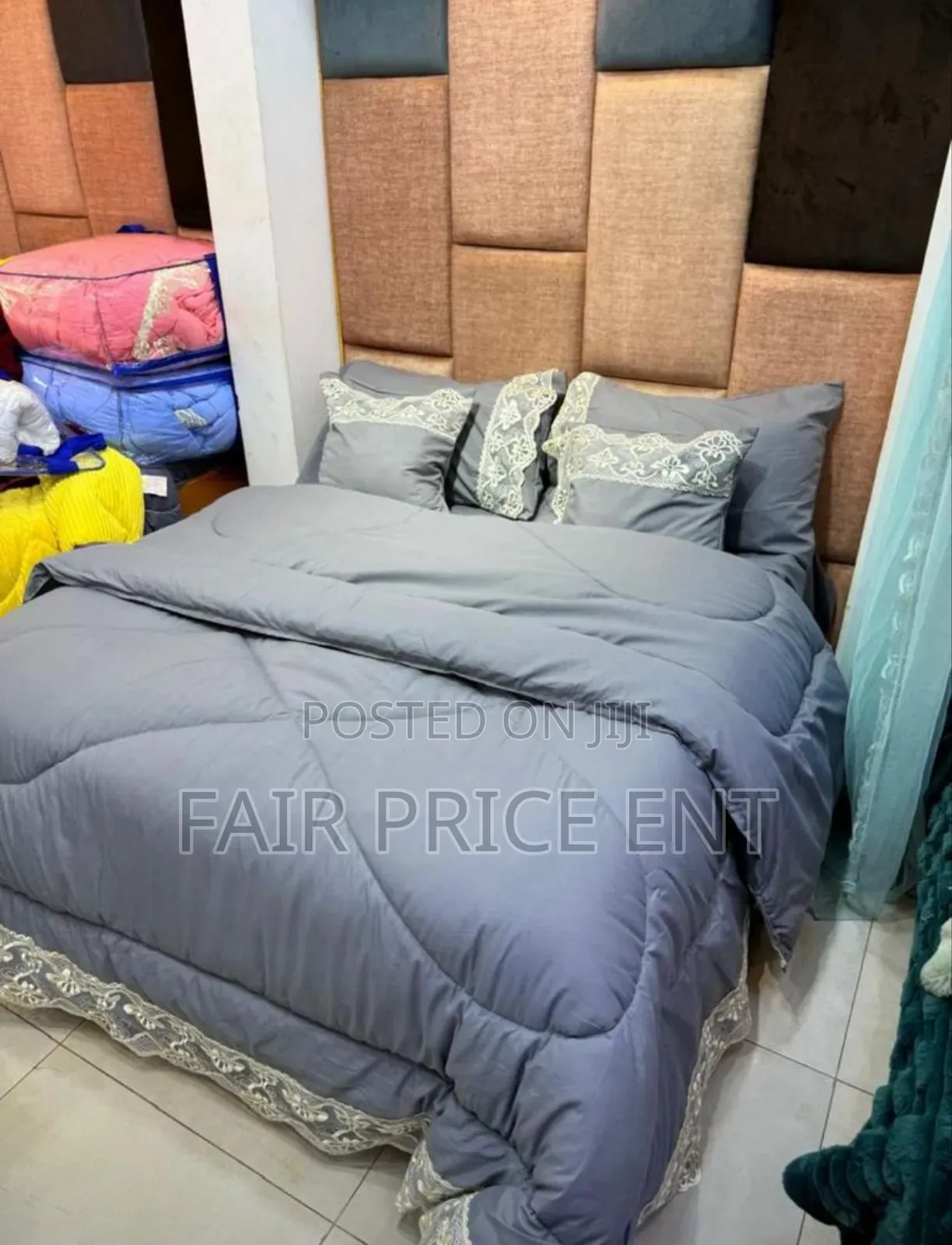 Pure Cotton Race Duvet Set of 6pcs. King-Size.( Gray)