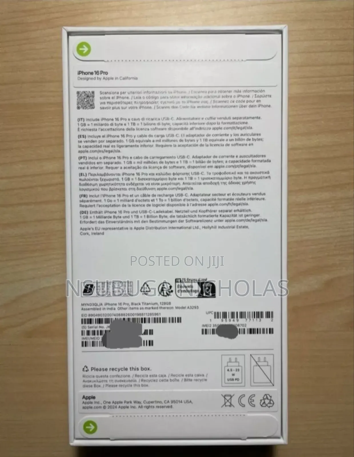 New Apple iPhone 16 Pro 128 GB Black
