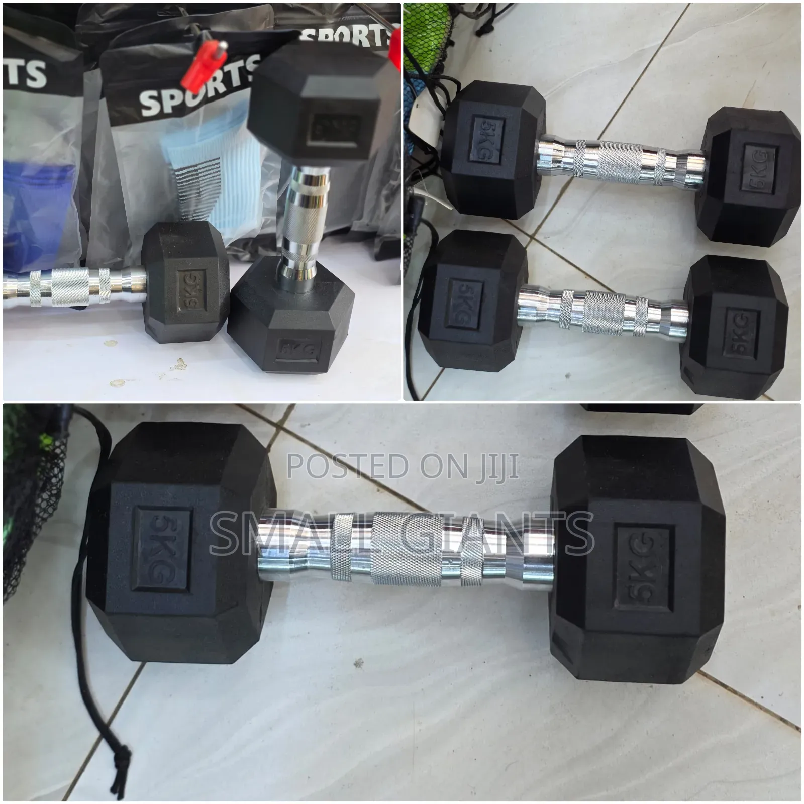 A Pair of 5kg Hex Dumbells