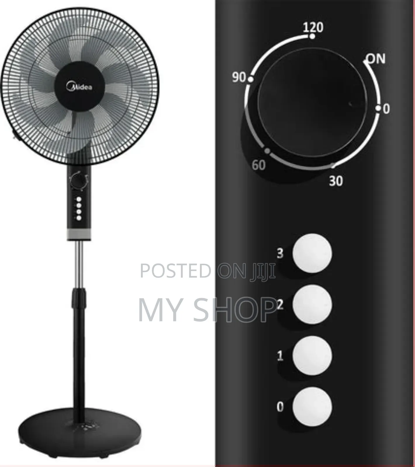 Midea 16 Inch Stand Fan, 3 Speed Settings, 50w, 2hr Timer