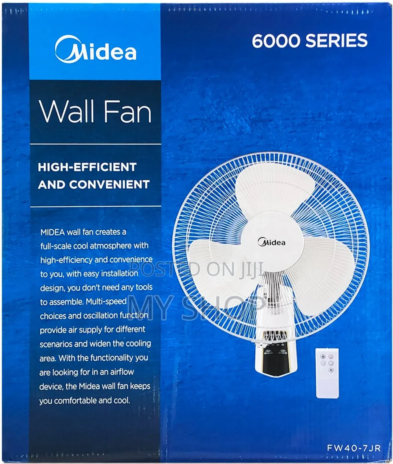 Midea 16-Inch Wall Fan With Remote, White Fw407jr