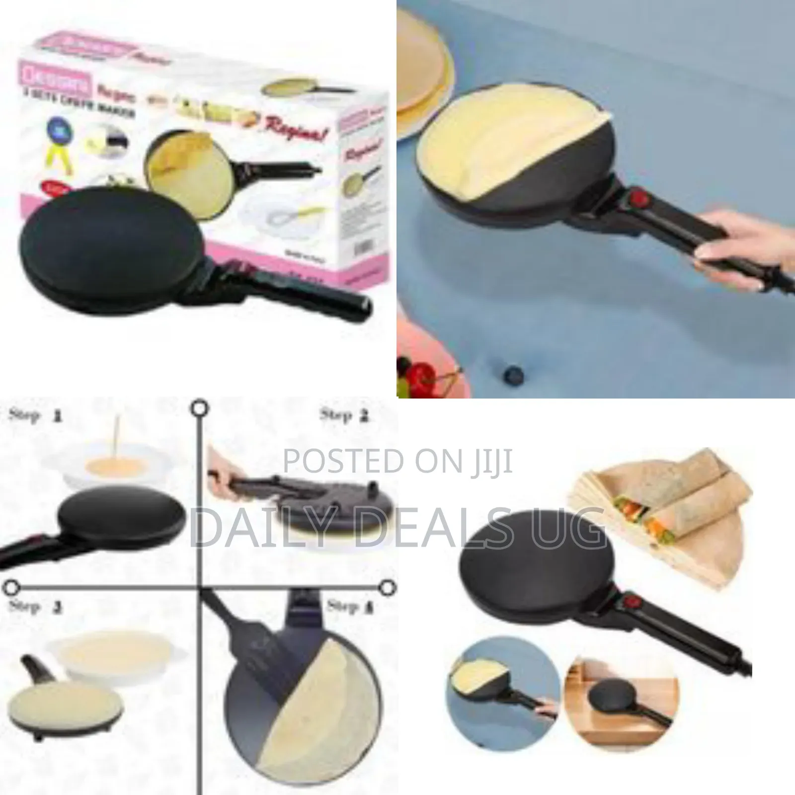 3 Steps Non-Stick Electric Chapati Pancake Crepe Maker Crepe Pan