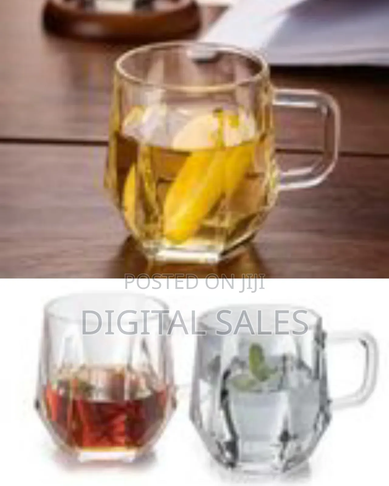 280ml Set of 2 Hexagonal Diamond Design Heat Resistant Glass Cups