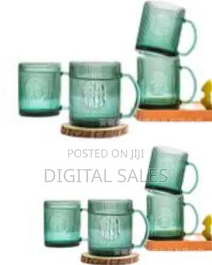 6 Pieces of Blossom Green 240ml Heat Resistant Glass Cups Coffee