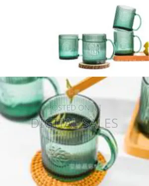 6 Pieces of Blossom Green 240ml Heat Resistant Glass Cups Coffee