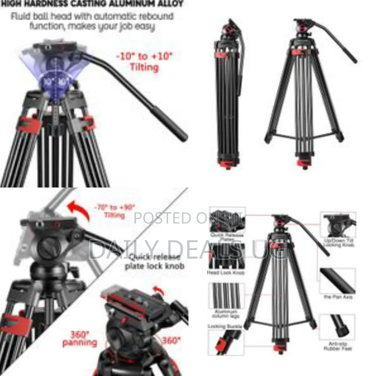 72 Inches Video Tripod, Professional Heavy Duty Aluminum Tripod System