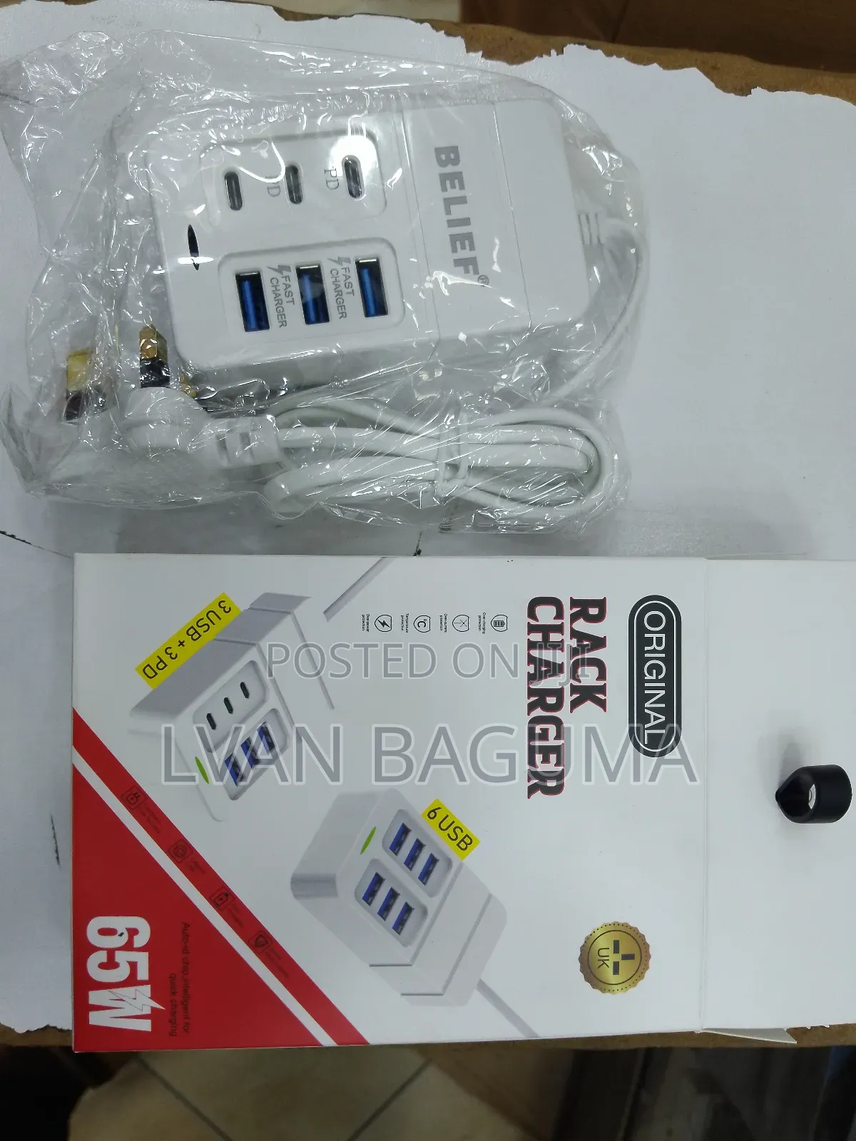65w Belief Charger Adapter - 3 Usb Ports, 3 Type C Ports
