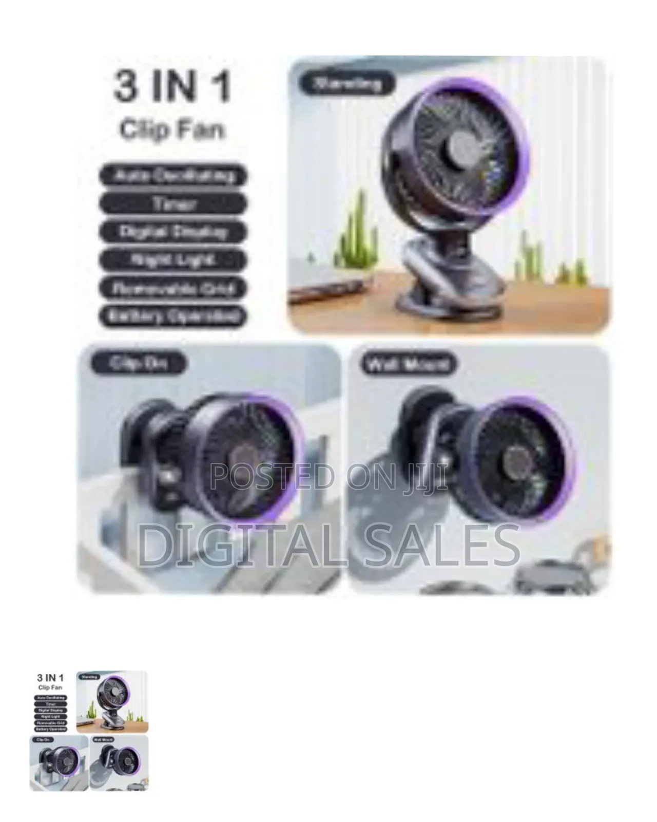 Auto Oscillating Table Fan 6.5-Inch, Timer, Digital Display