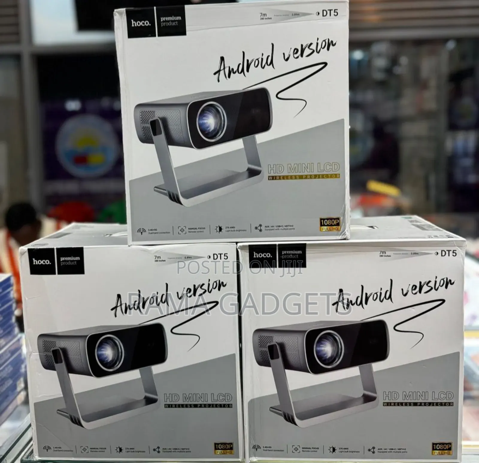 Hoco Dt5 Projector, 1080p Android Version | Wifi 2.4+5g, Bt 5.0/2hdmi