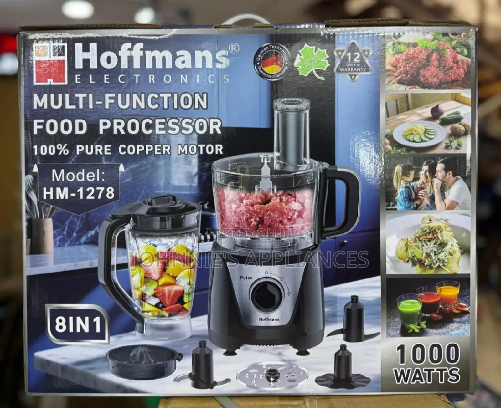 Hoffman Multifunctional Electric Food Processor 8in1  Copper Motor