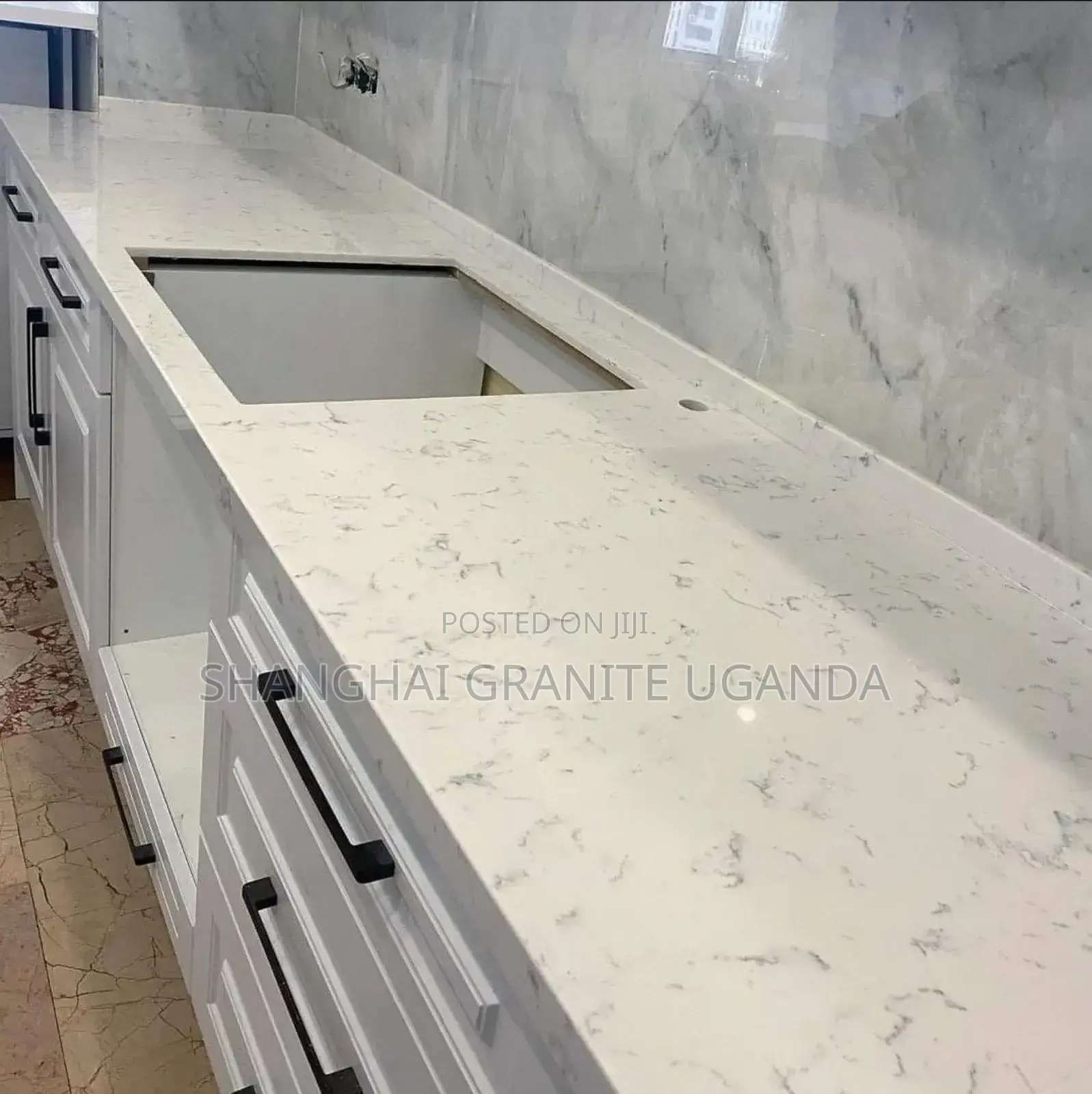 Cararra White Kitchen Worktop Finishing