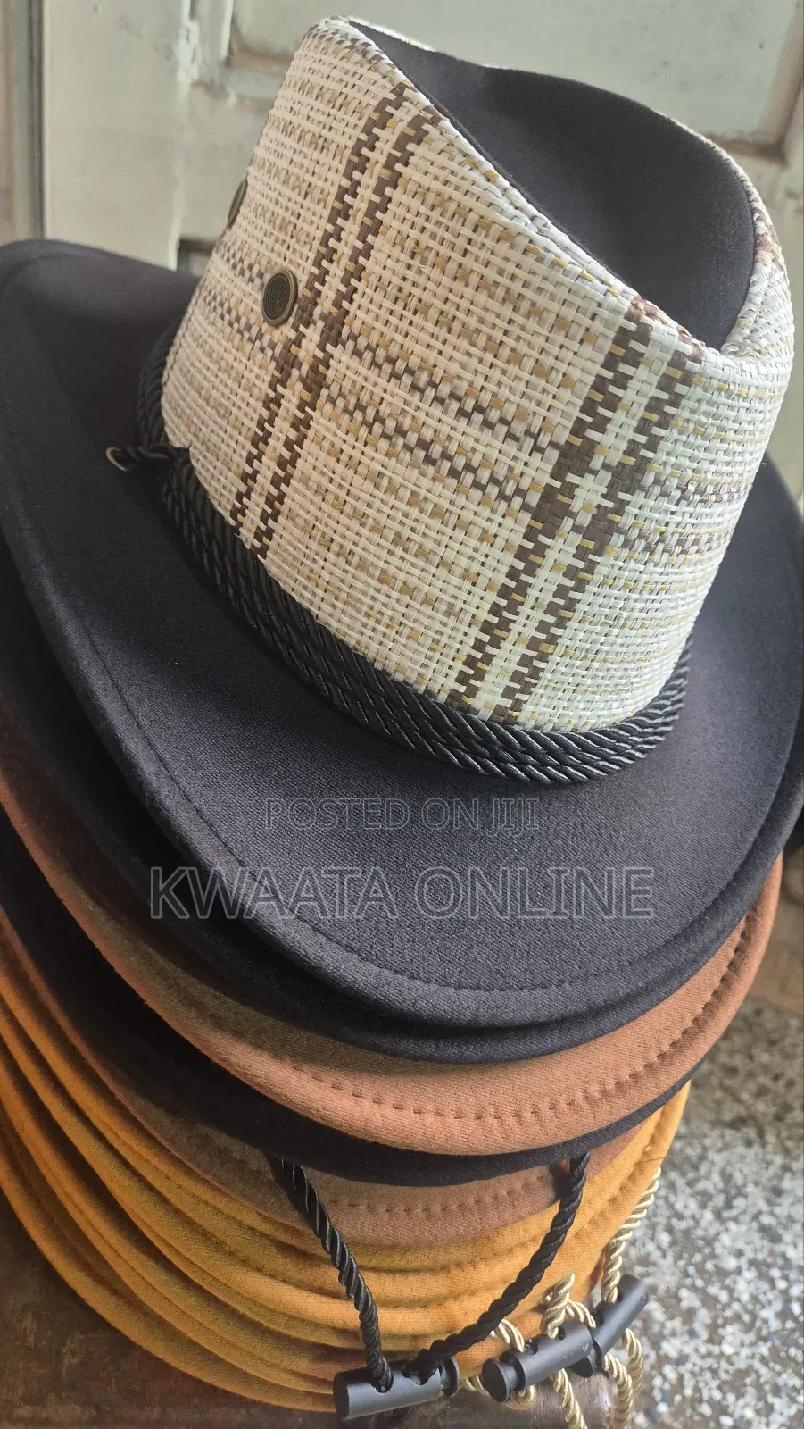 Plaid Printed Summer Cowboy Sun Hat Wide Brim Travel Sun Cap