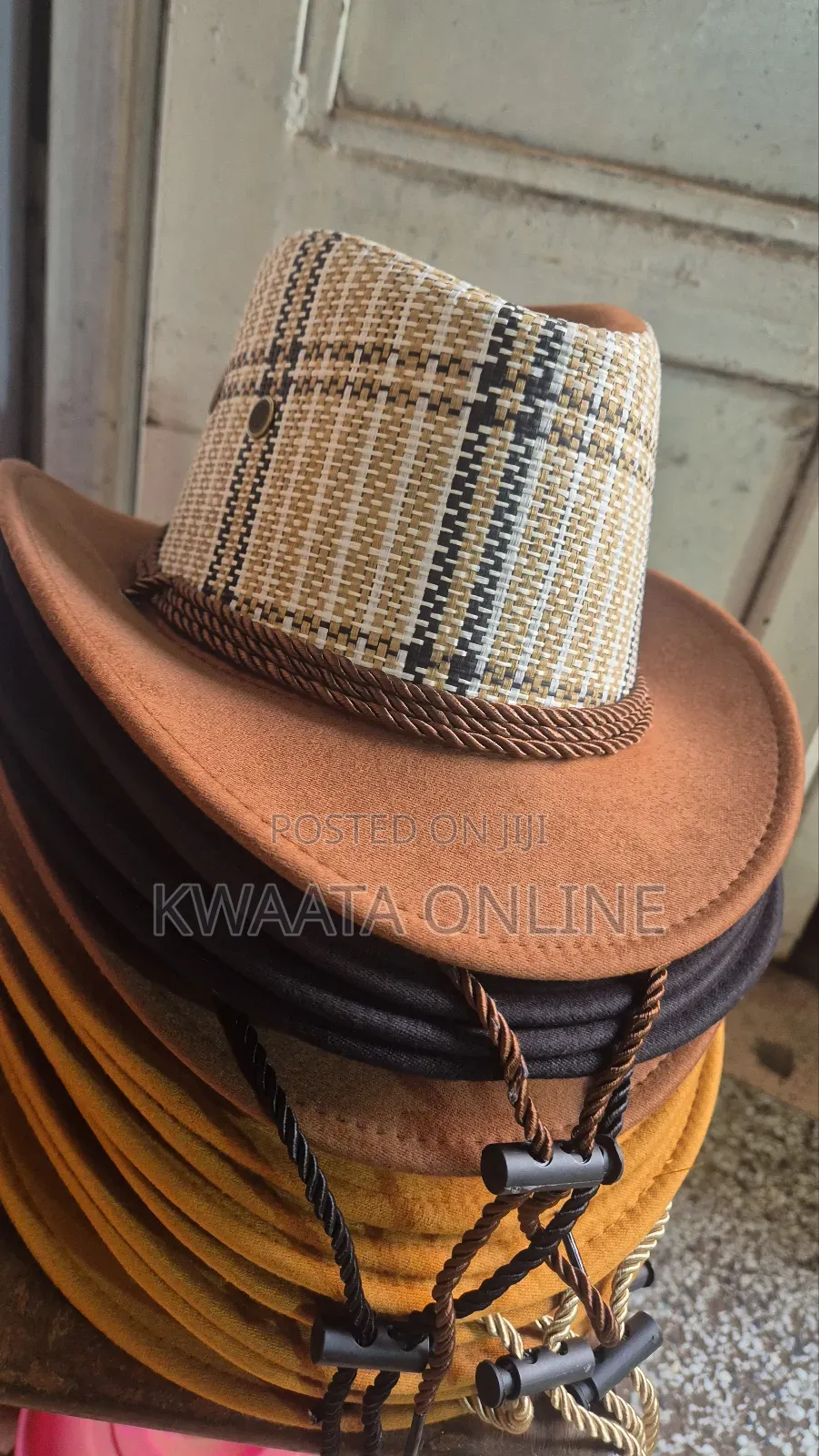 Plaid Printed Summer Cowboy Sun Hat Wide Brim Travel Sun Cap