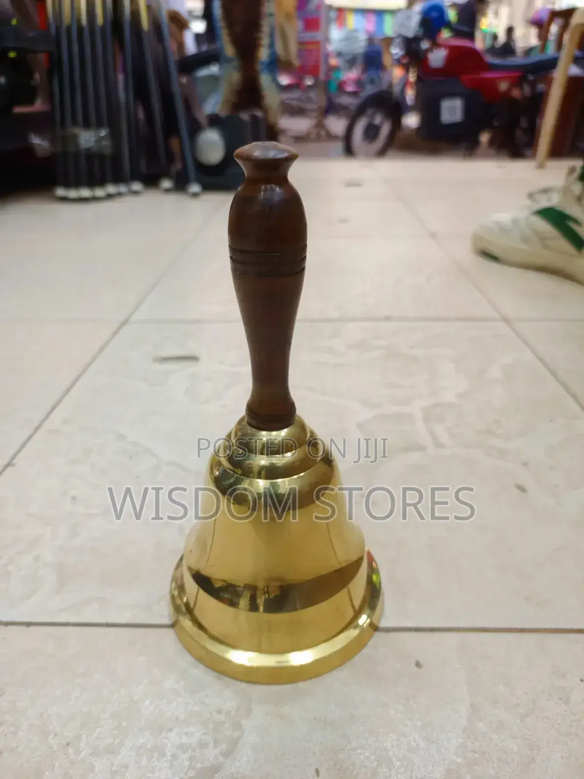 Brass Hand Bell With a Wooden Handle,