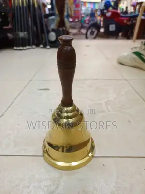 Brass Hand Bell With a Wooden Handle,