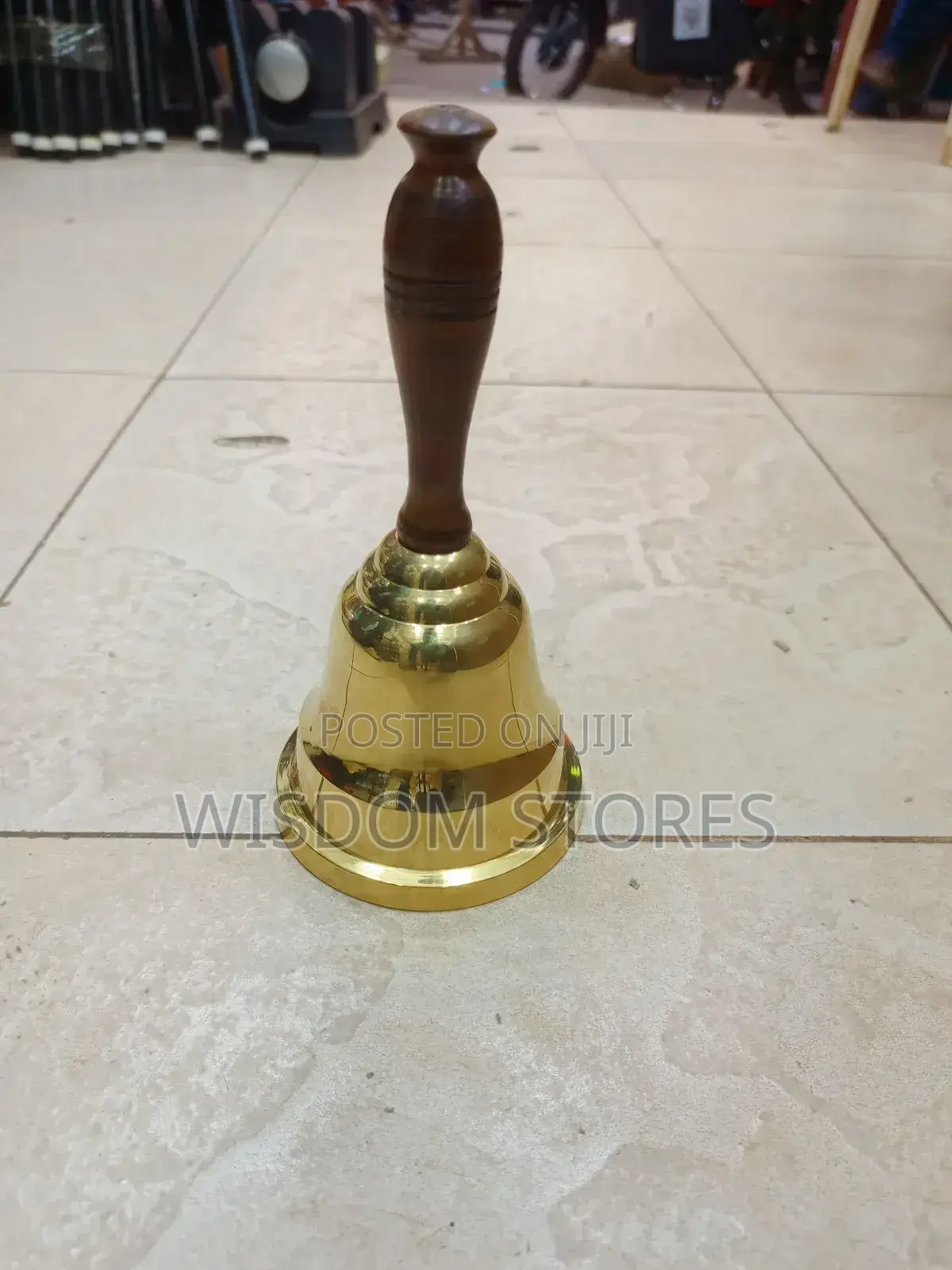 Brass Hand Bell With a Wooden Handle,