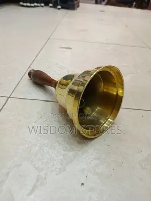 Brass Hand Bell With a Wooden Handle,